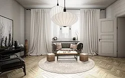 Tappeto rotondo - Santi (beige/bianco)