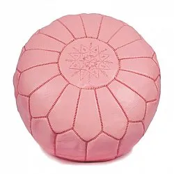 Sittpuff - Marockansk läderpuff (Ljusrosa)