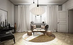 Tappeto rotondo - Granada (marrone/bianco/oro)