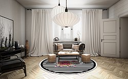 Tappeto rotondo - Develi (nero/bianco)