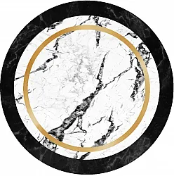 Tappeto rotondo - Avola (nero/bianco/oro)
