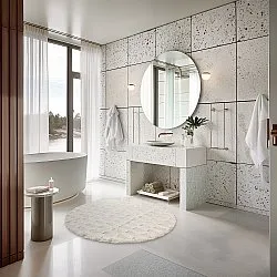 Tappeto da bagno rotondo - Bevin (bianco)