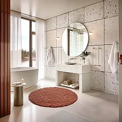 Tappeto da bagno rotondo - Bevin (terracotta)