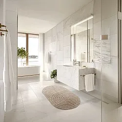 Tappeto da bagno ovale - Embla (beige)