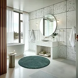 Tappeto da bagno rotondo - Evena (verde scuro)