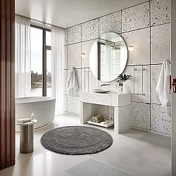 Tappeto da bagno rotondo - Nila (grigio scuro)