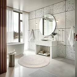 Tappeto da bagno rotondo - Nila (bianco)