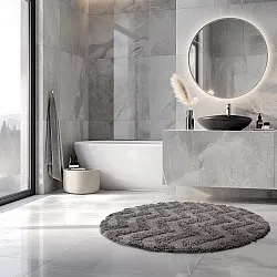 Tappeto da bagno rotondo - Tressa (grigio scuro)