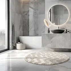 Tappeto da bagno rotondo - Tressa (bianco)