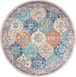 Tappeto rotondo - Bohemia (rosa/blu)