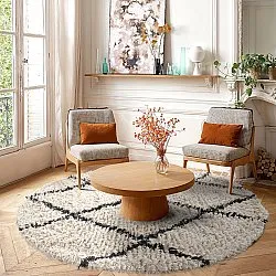 Tappeto rotondo - Alcott Natural Cotton Shaggy (bianco/nero)