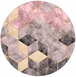 Tappeto rotondo - Brendola (rosa/grigio/oro)