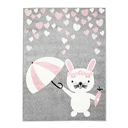 Tappeto per la camera dei bambini TAPPETI PER BAMBINI per ragazzo ragazza Bubble Rain grigio Coniglio con ombrello