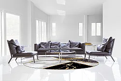 Tappeto rotondo - Cassa (grigio/nero/oro)