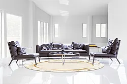 Tappeto rotondo - Cerasia (beige/bianco/oro)
