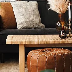 Pouf - Pouf In Pelle Dal Morocco (marrone chiaro)