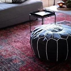 Pouf - Pouf In Pelle Dal Morocco (nero/bianco)