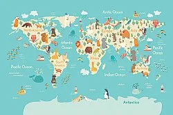 Tappeti per bambini - World Map (blu/multi)