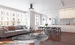 Tappeto rotondo - Mermer (grigio/bianco)