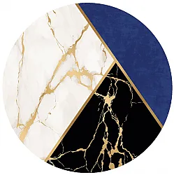 Tappeto rotondo - Canelli (nero/bianco/blu)