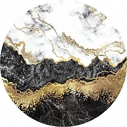 Tappeto rotondo - Padova (nero/bianco/oro)