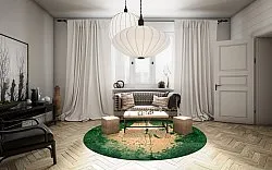 Tappeto rotondo - Positano (beige/verde)