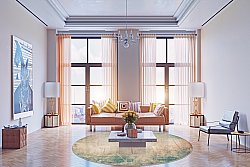 Tappeto rotondo - Giave (beige/blu)