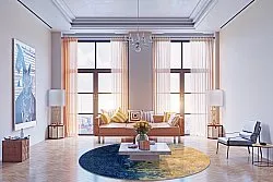 Tappeto rotondo - Sindia (beige/blu)