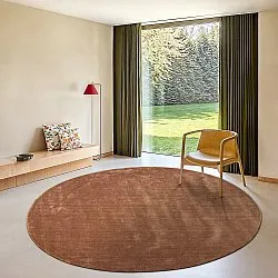 Tappeto rotondo - Recycled PET with viscose look (bruin)