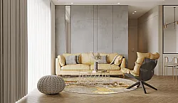 Tappeto rotondo - Elena (beige/oro)