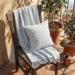Coperte - Rumi stripe cotton throw (azzurro chiaro/blu navy/crema)