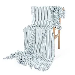 Coperte - Rumi stripe cotton throw (azzurro chiaro/blu navy/crema)