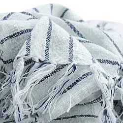 Coperte - Rumi stripe cotton throw (azzurro chiaro/blu navy/crema)