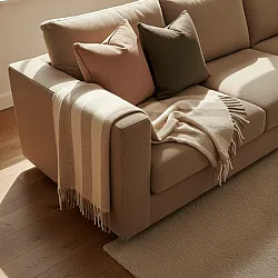 Coperte - Plaid in misto lana - Beatriz Stripe (beige/bianco)