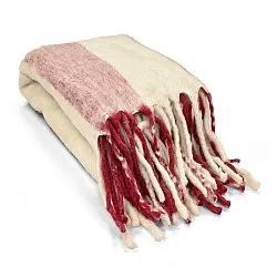 Coperte - Plaid in misto lana - Beatriz Stripe (rosso/bianco)
