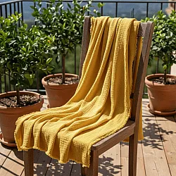Coperte - Plaid in mussola - Dorena (giallo senape)