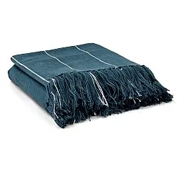 Coperte - Plaid in cotone - Martina Stripe (blu/bianco)