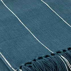 Coperte - Plaid in cotone - Martina Stripe (blu/bianco)