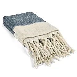 Coperte - Plaid in misto lana - Carrie (blu)