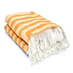 Coperte - Plaid in misto lana - Melody (beige/arancione)
