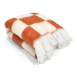 Coperte - Plaid in misto lana - Audrey Check (rosa/bianco sporco)