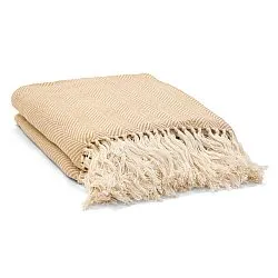 Coperte - Plaid in cotone - Denisa Fishbone (beige/bianco)