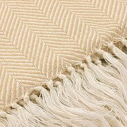 Coperte - Plaid in cotone - Denisa Fishbone (beige/bianco)