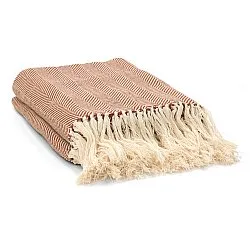 Coperte - Plaid in cotone - Denisa Fishbone (marrone/bianco)