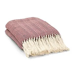 Coperte - Plaid in cotone - Denisa Fishbone (rosso/bianco)