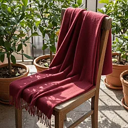 Coperte - Plaid in misto lana - Samantha (rosso scuro)