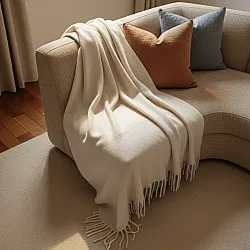 Coperte - Plaid in misto lana - Samantha (offwhite)