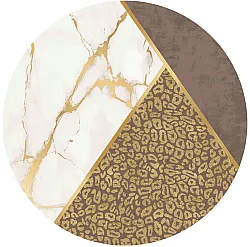 Tappeto rotondo - Granada (marrone/bianco/oro)