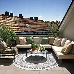 Tappeti rotondi - Indoor/Outdoor Malcolm (blu)