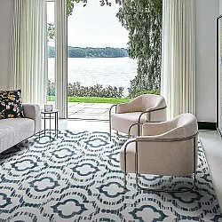 Shaggy Indoor-Outdoor - Trenton (bianco/blu)